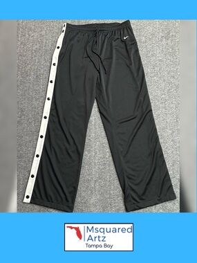 Nike Boys Large 12-14 Black White Tearaway Snap Track Pants Mesh Basketball